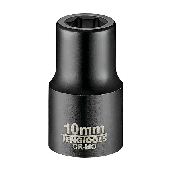 Teng Tools 10MM 1/2 Inch Drive ANSI 6 Point Metric Shallow Chrome Molybdenum Impact Socket 920510AN